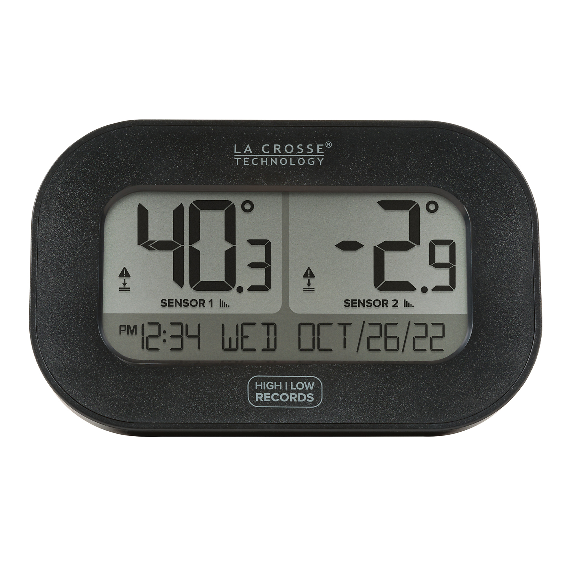 LaCrosse Technology, DUAL TEMPERATURE STATION W/MAGNETIC BACK, Display Type LCD, Model# 308-04747-INT